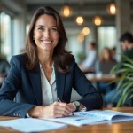 Femme cheffe d'entreprise analysant des rapports de performance dans un bureau moderne en 2024
