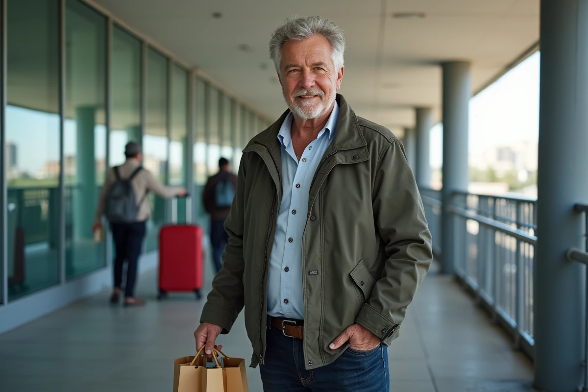 Homme avec sac de parfums à la frontière