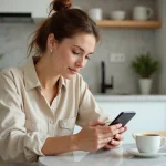 Femme utilisant une application de mode sur smartphone pour payer en plusieurs fois sur Zalando