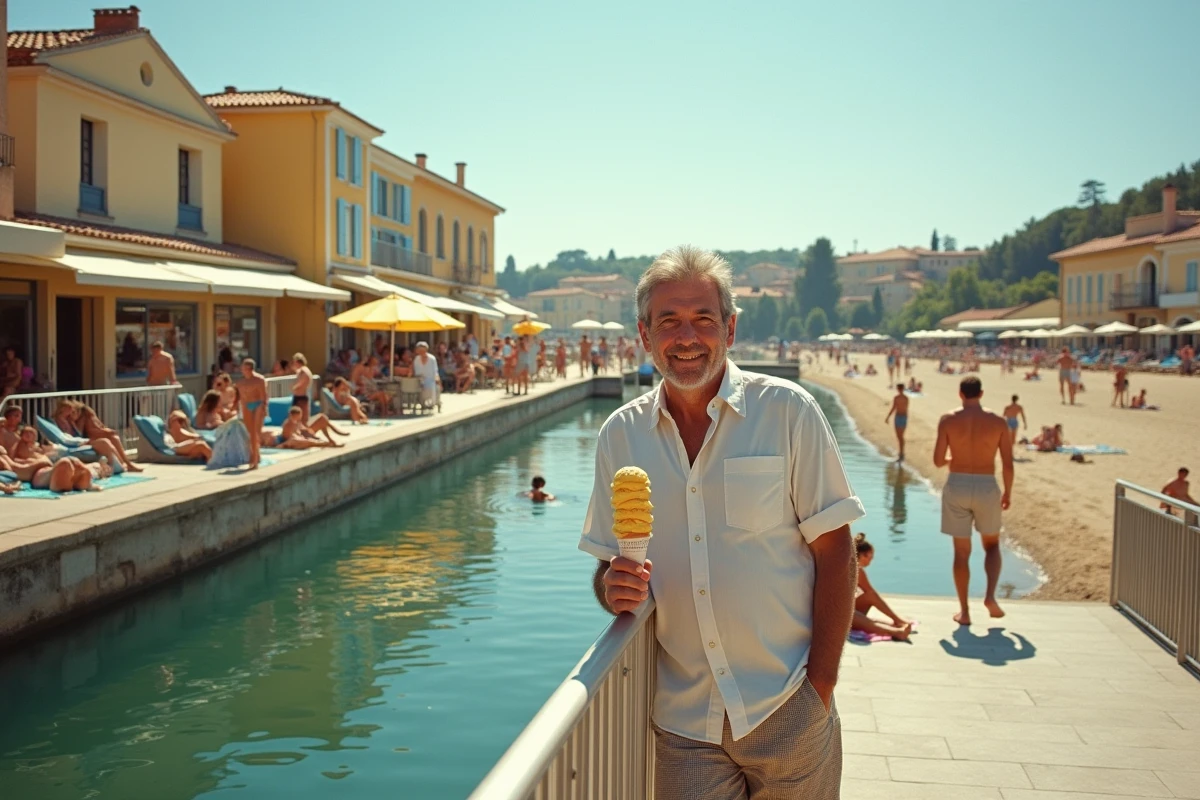 Palavas-les-Flots avec son canal typique, façades colorées et plage animée, station balnéaire historique du Languedoc